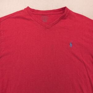 Polo Ralph Lauren V Neck Short Sleeve Shirt Mens Size Medium M Red